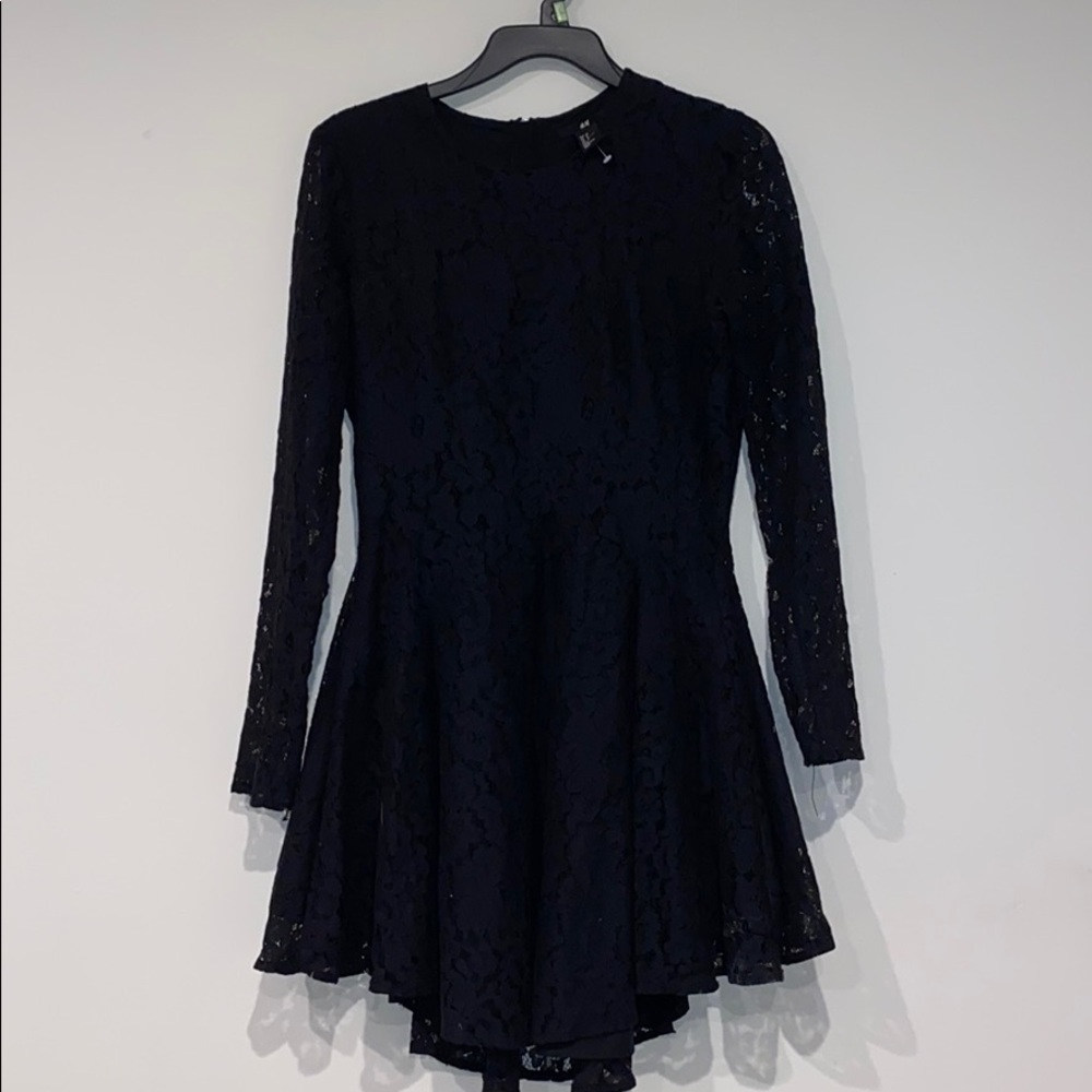 H&M Black longsleeve lace dress - Size 8